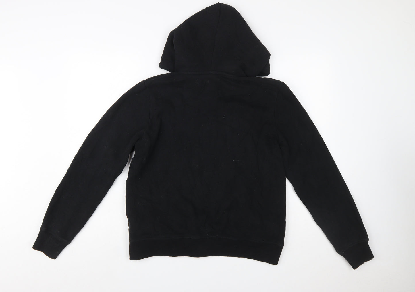 Superdry Women's Black Full Zip Hoodie UK 12 Lined Logo Casual
