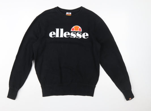 Ellesse Men's Black Pullover Sweatshirt Medium Logo Crew Neck