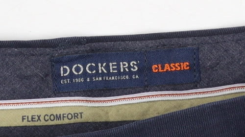Dockers Men’s Blue Classic Chino Trousers 42x32 Cotton Blend