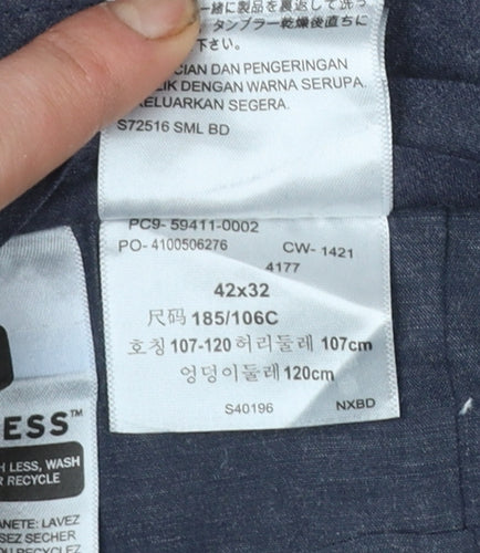 Dockers Men’s Blue Classic Chino Trousers 42x32 Cotton Blend