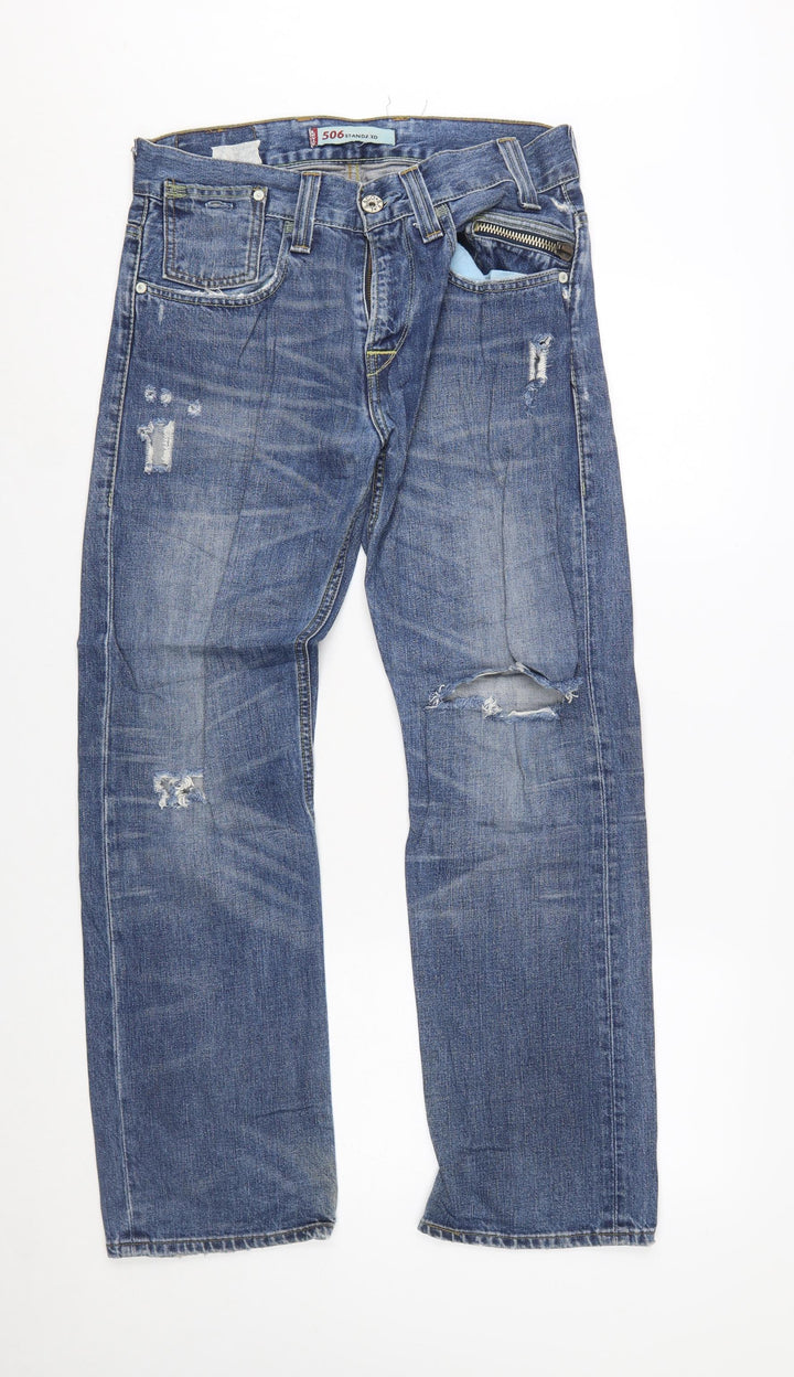 Levi’s 506 Standard Men’s Blue 30x30 Straight Leg Distressed Jeans