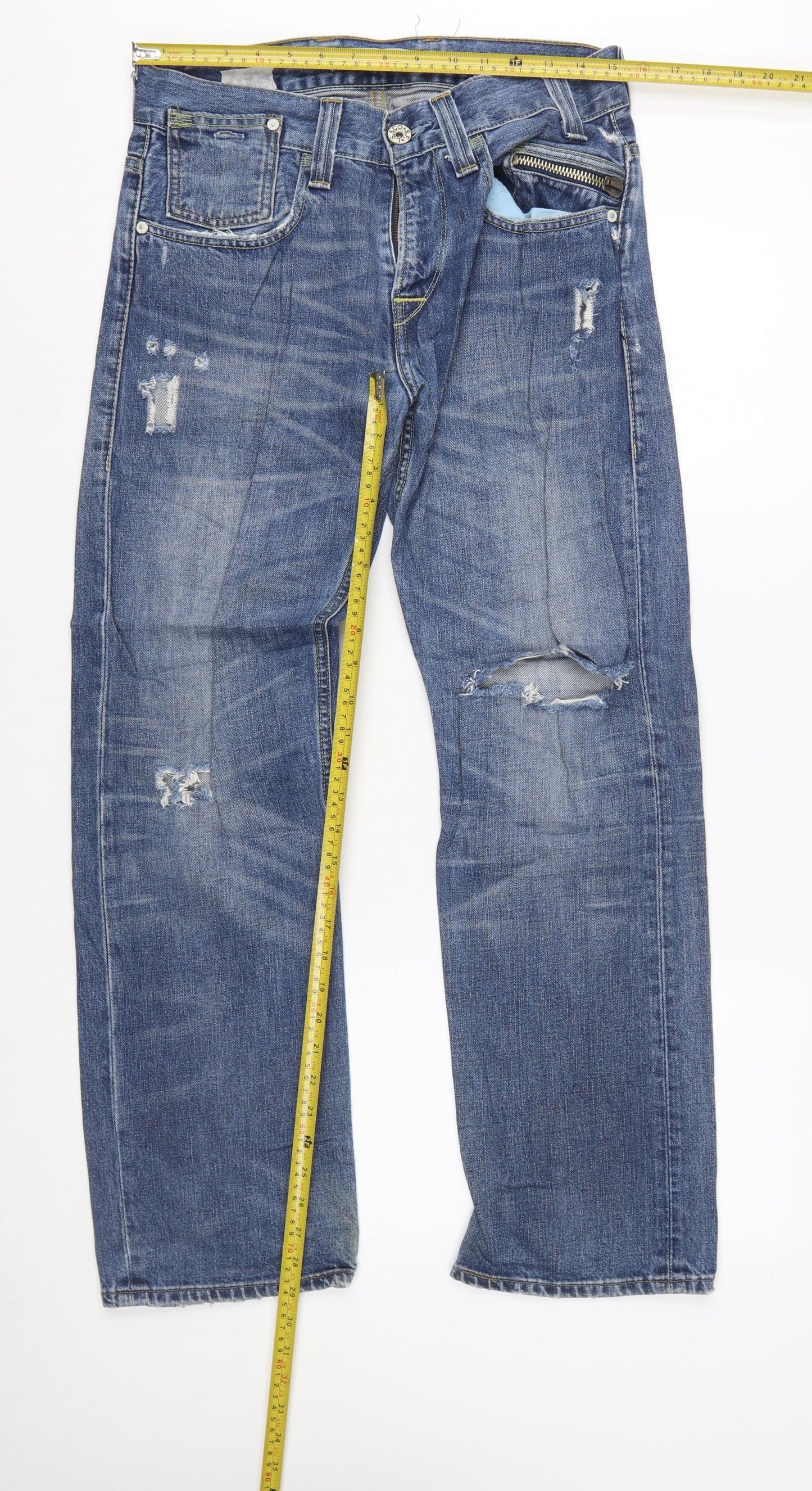 Levi’s 506 Standard Men’s Blue 30x30 Straight Leg Distressed Jeans