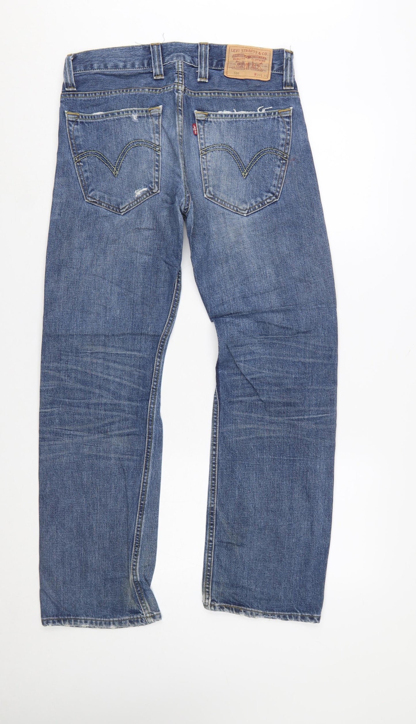 Levi’s 506 Standard Men’s Blue 30x30 Straight Leg Distressed Jeans