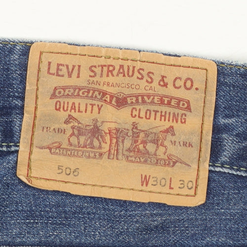 Levi’s 506 Standard Men’s Blue 30x30 Straight Leg Distressed Jeans