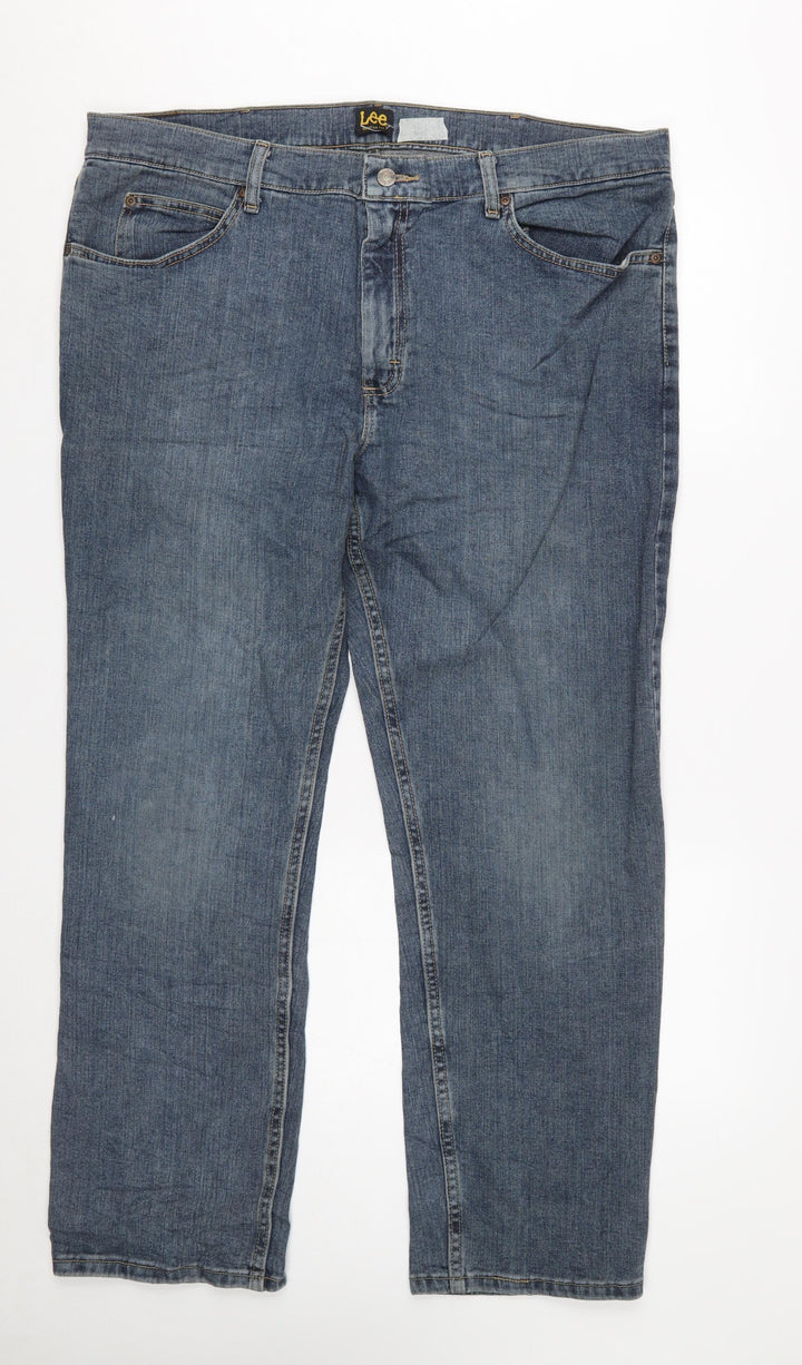 Lee Men's Blue Regular Fit Straight Denim Jeans 40x30