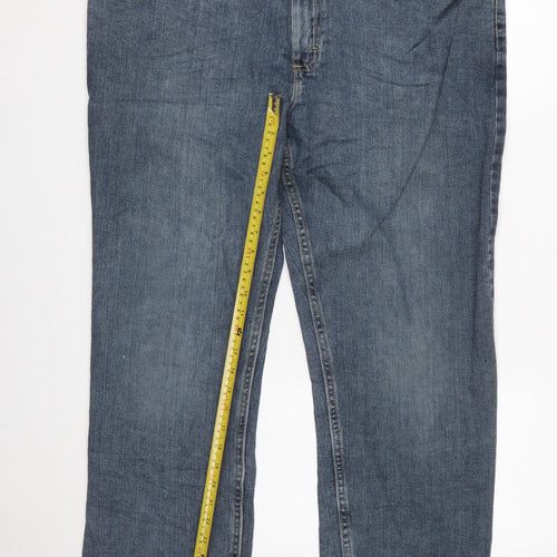 Lee Men's Blue Regular Fit Straight Denim Jeans 40x30