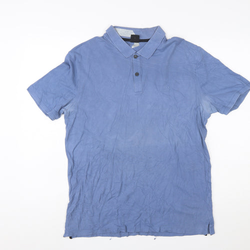 Hugo Boss Men's Blue Pima Cotton Polo Shirt Size L Classic Fit