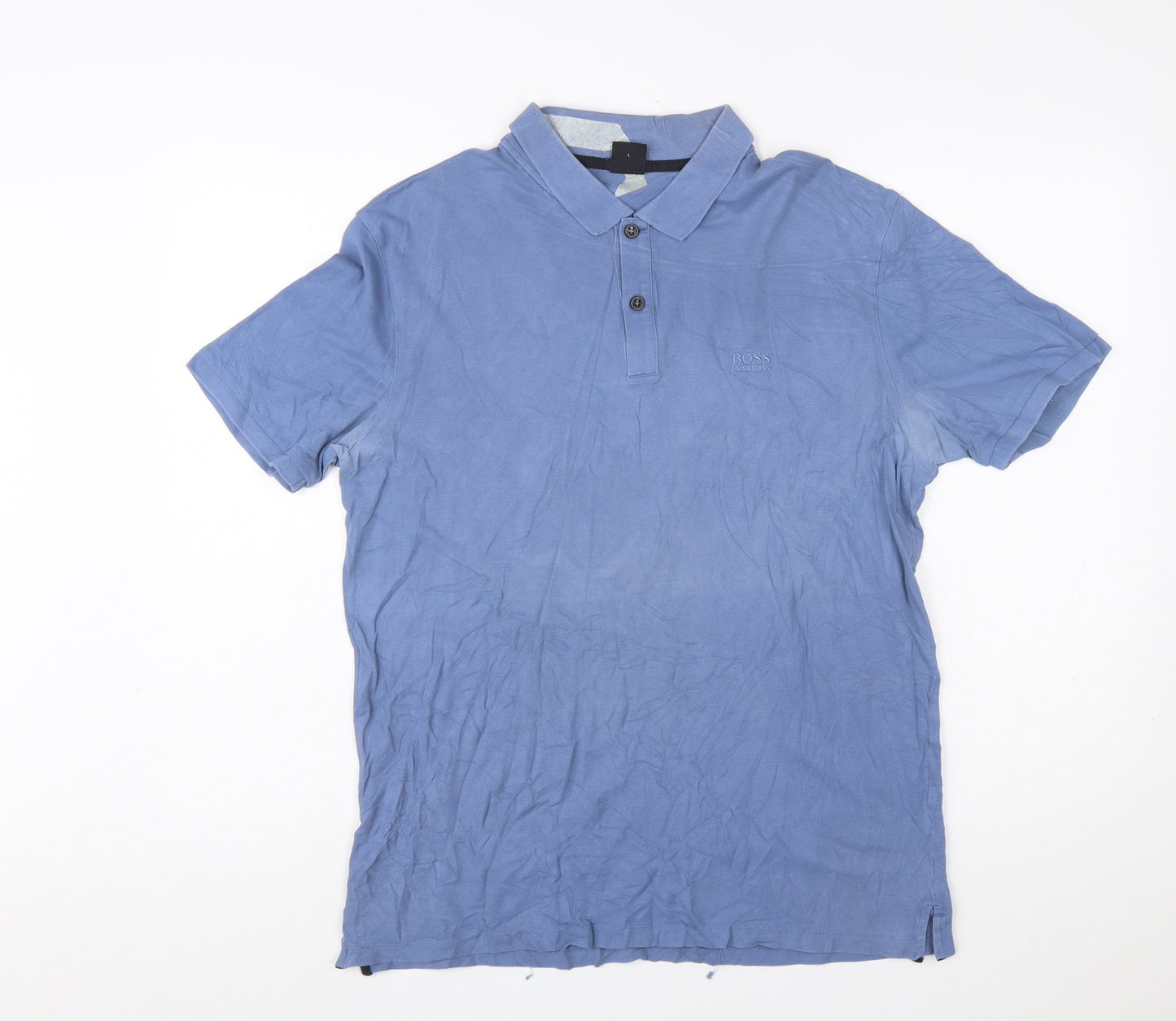 Hugo Boss Men's Blue Pima Cotton Polo Shirt Size L Classic Fit