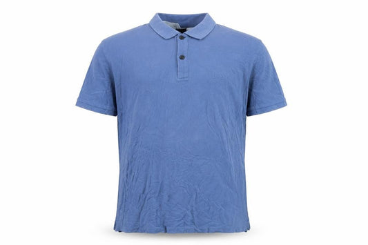 Front view of Hugo Boss Men's Blue Pima Cotton Polo Shirt, size L, Classic Fit