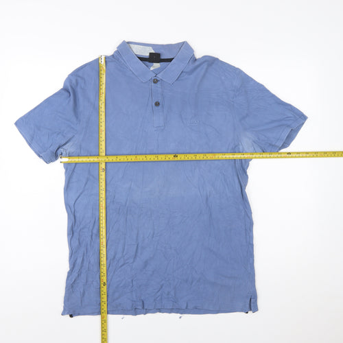 Hugo Boss Men's Blue Pima Cotton Polo Shirt Size L Classic Fit