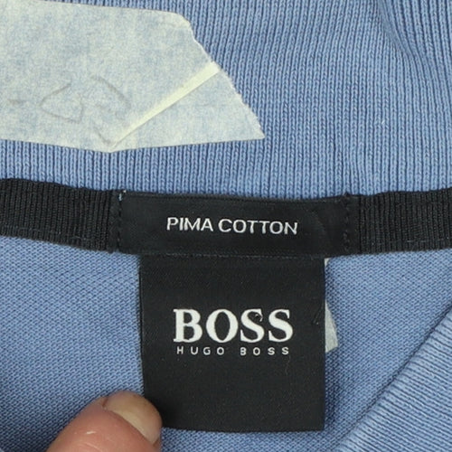 Hugo Boss Men's Blue Pima Cotton Polo Shirt Size L Classic Fit