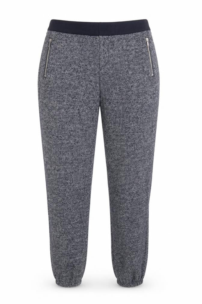 Front view of Tommy Hilfiger Women’s Blue Wool Blend Jogger Trousers, size UK 6
