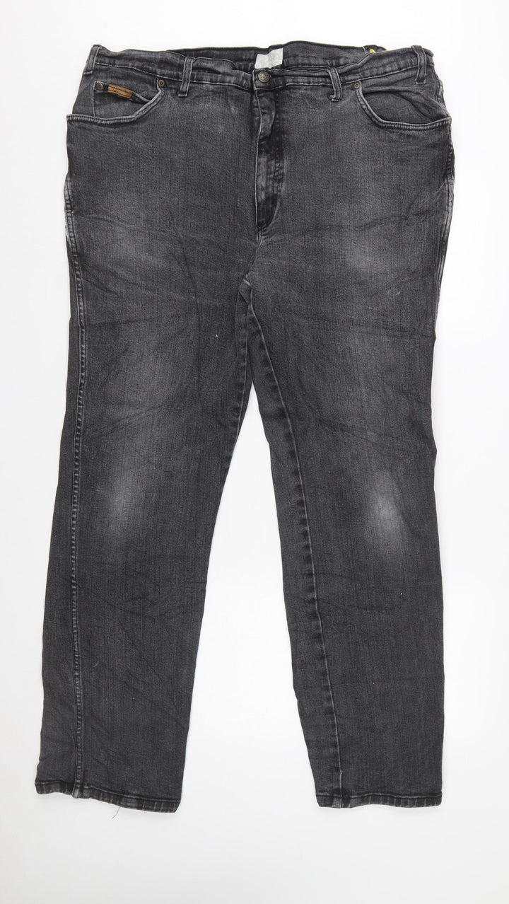 Wrangler Men's Black Jeans W44 L34 Texas Stretch Denim Straight Fit