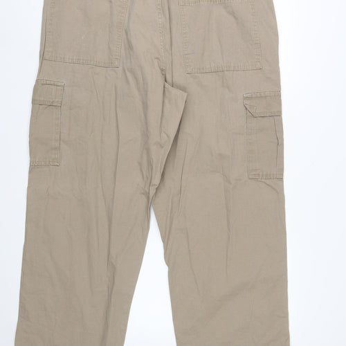 Wrangler Men's Beige Cargo Trousers 40x30 Cotton Relaxed Fit