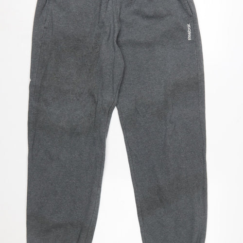 Reebok Men Grey Jogger Fleece Trousers L Regular Fit