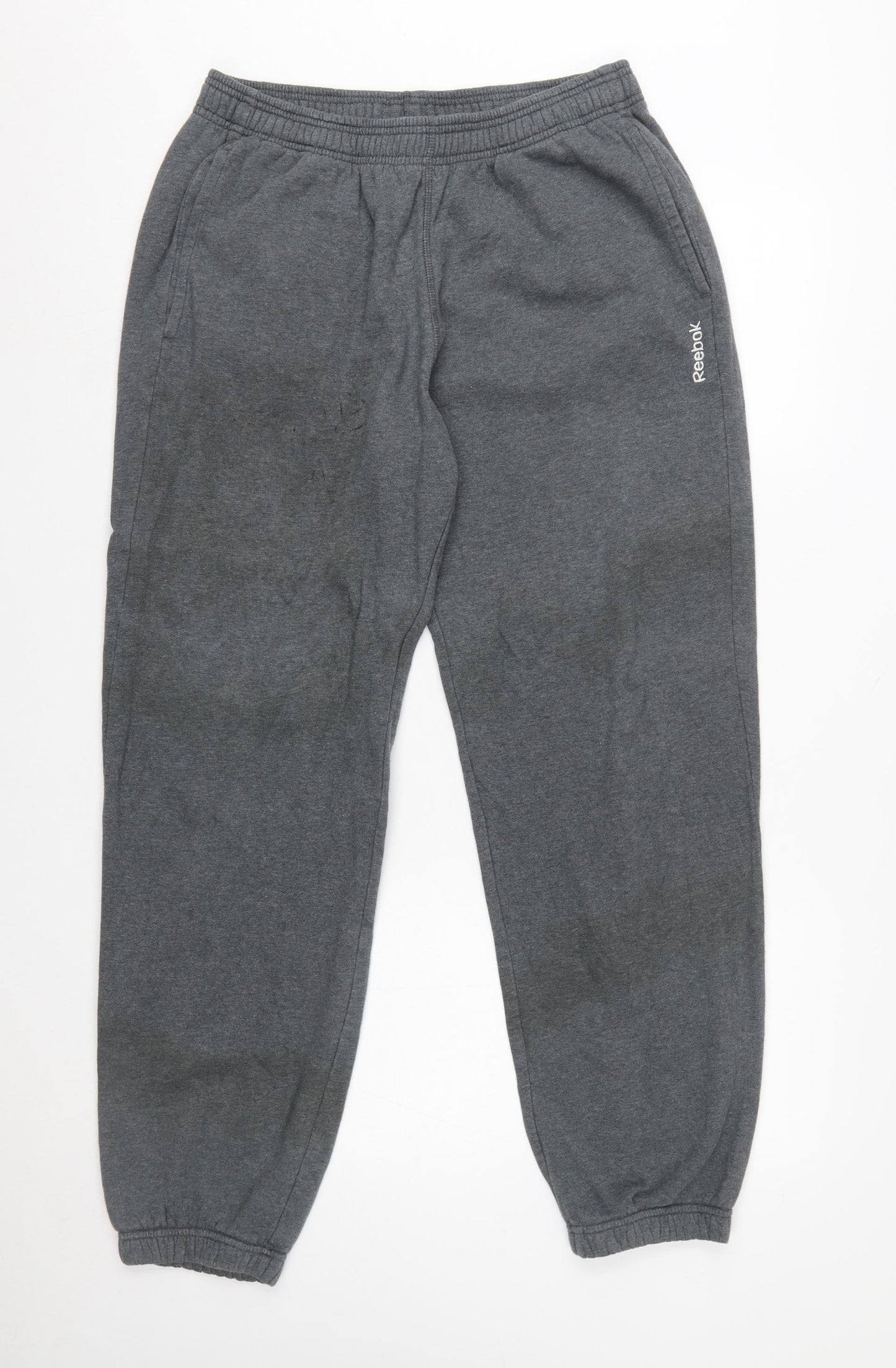 Reebok Men Grey Jogger Fleece Trousers L Regular Fit