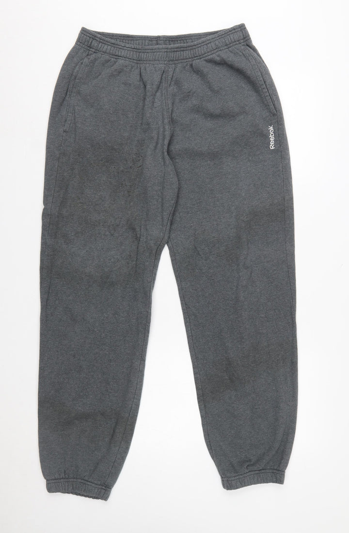 Reebok Men Grey Jogger Fleece Trousers L Regular Fit