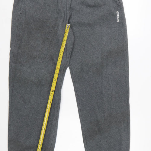 Reebok Men Grey Jogger Fleece Trousers L Regular Fit