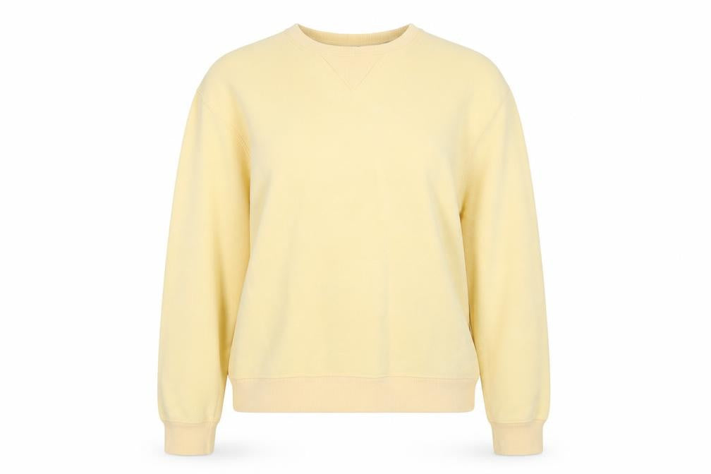 Front view of IZOD Women Yellow Crew Neck Pullover Sweatshirt, size S