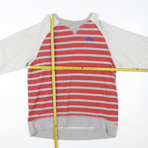 Nike Boys Red Grey Striped Pullover Sweatshirt XL 13-15 Years
