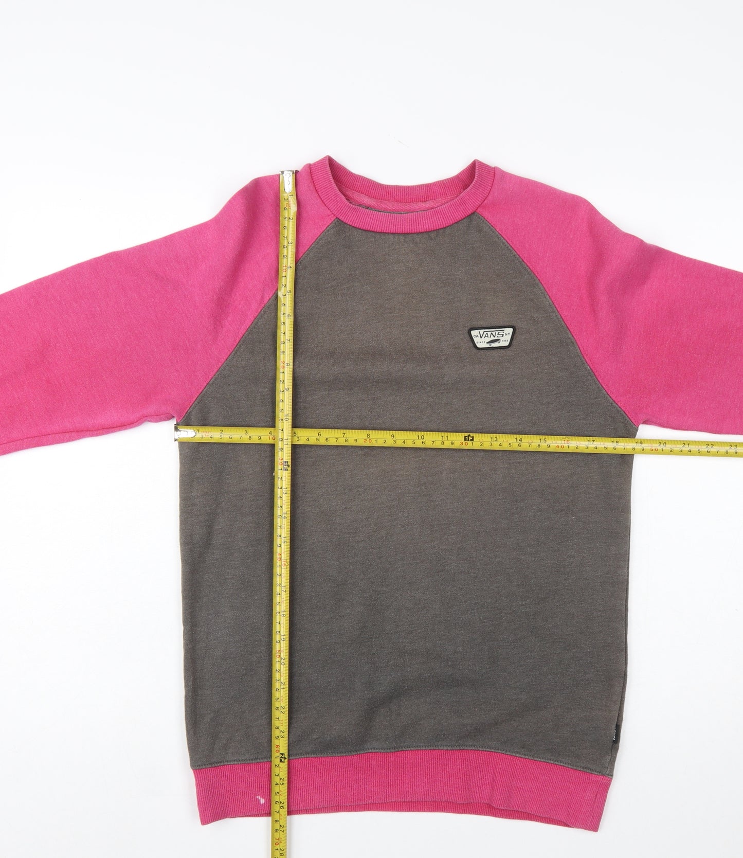 Vans Womens XS Pink & Grey Pullover Sweatshirt Raglan Sleeve