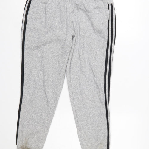 Adidas Womens Grey Jogger Trousers Size M Sports Stripe Casual