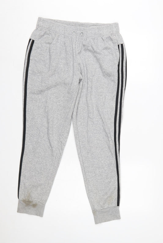 Adidas Womens Grey Jogger Trousers Size M Sports Stripe Casual