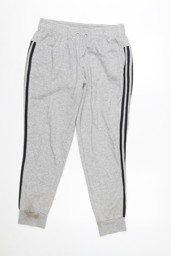 Adidas Womens Grey Jogger Trousers Size M Sports Stripe Casual