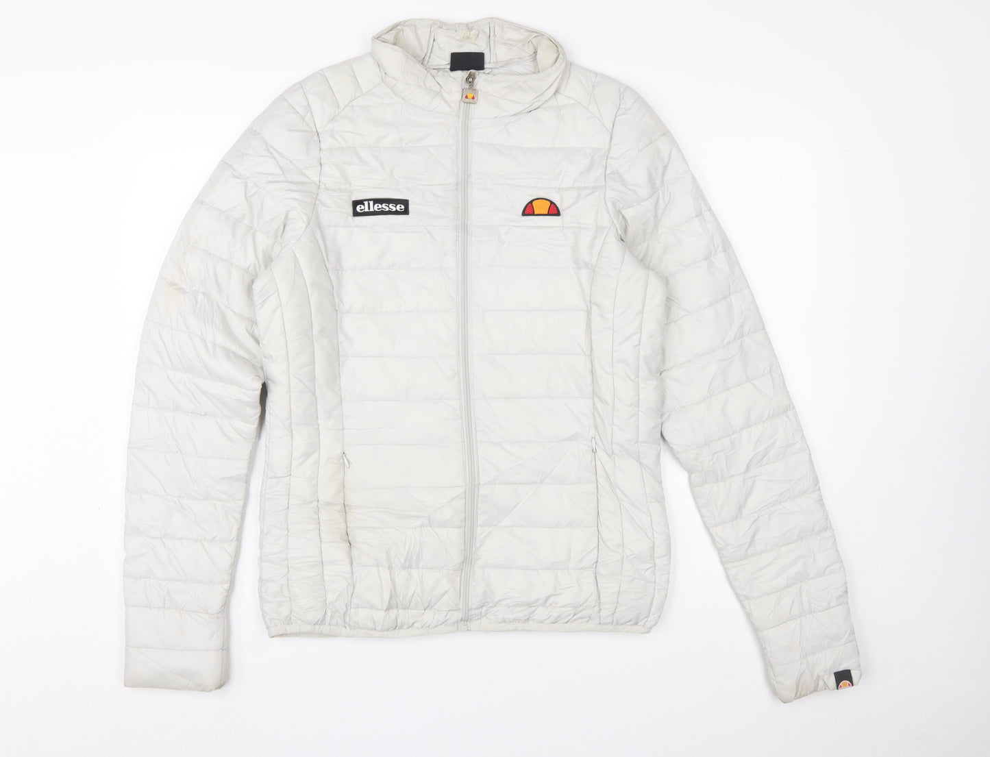 Ellesse Women White Puffer Jacket Size 10 Quilted Lightweight Zip