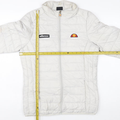 Ellesse Women White Puffer Jacket Size 10 Quilted Lightweight Zip