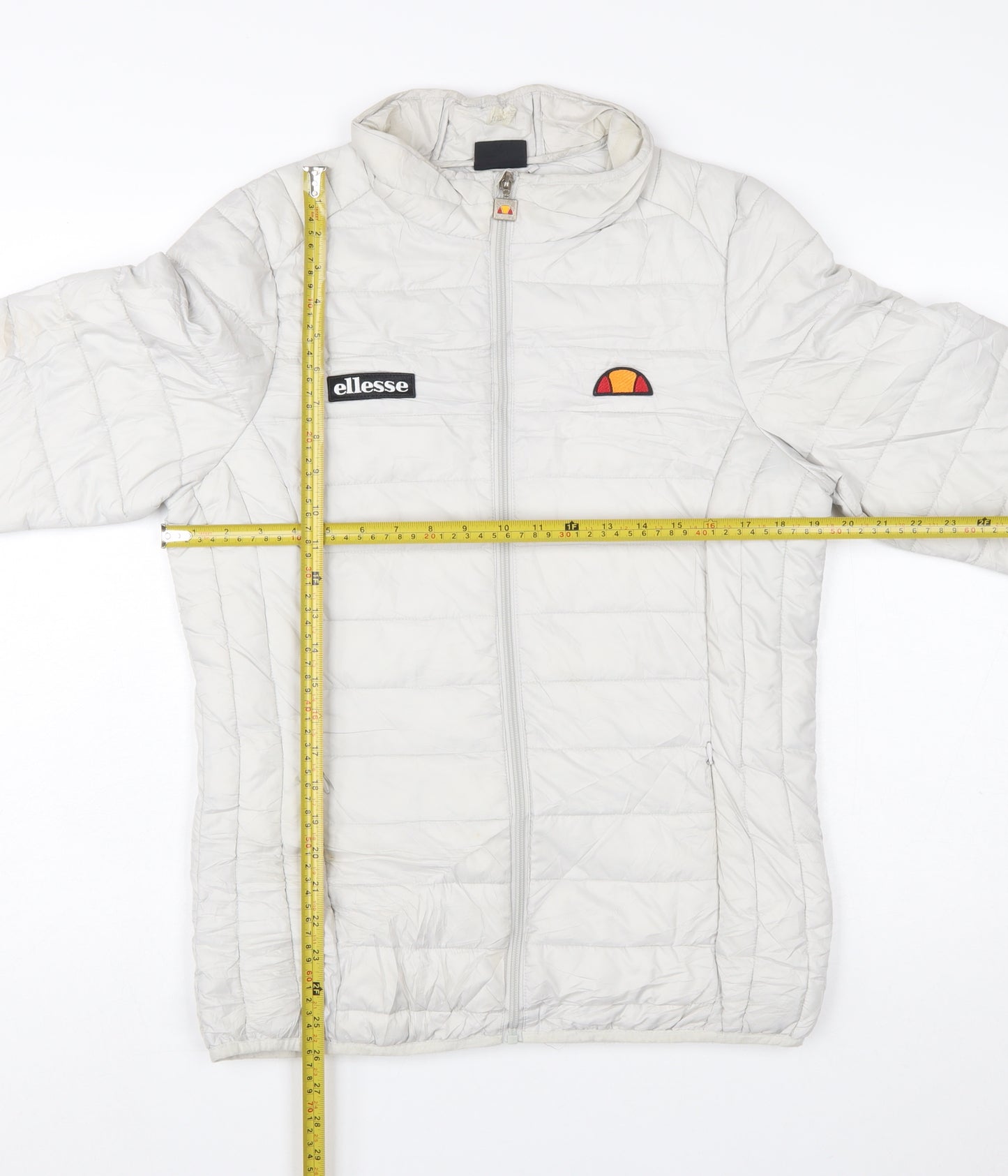 Ellesse Women White Puffer Jacket Size 10 Quilted Lightweight Zip