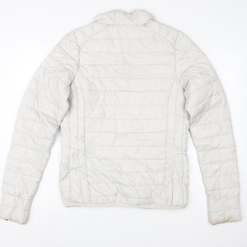 Ellesse Women White Puffer Jacket Size 10 Quilted Lightweight Zip