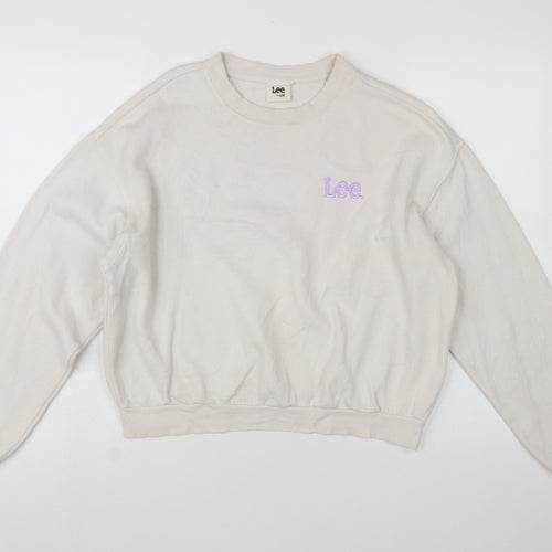 Lee x H&M Women Beige Cotton Blend Pullover Sweatshirt M