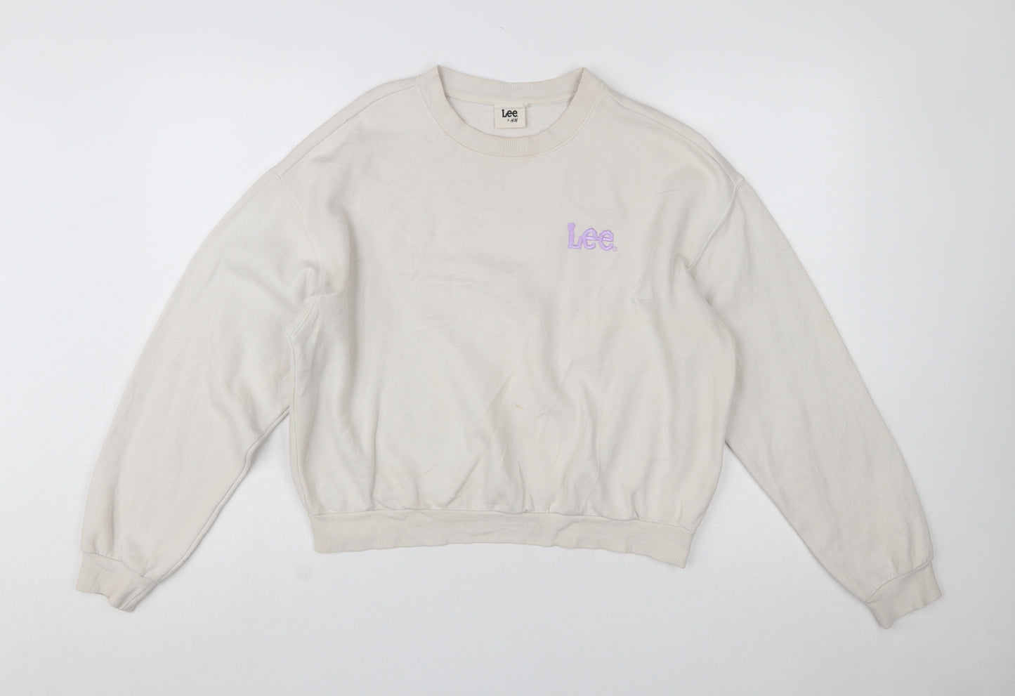 Lee x H&M Women Beige Cotton Blend Pullover Sweatshirt M