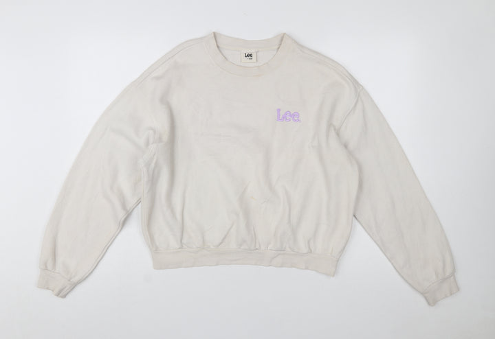 Lee x H&M Women Beige Cotton Blend Pullover Sweatshirt M