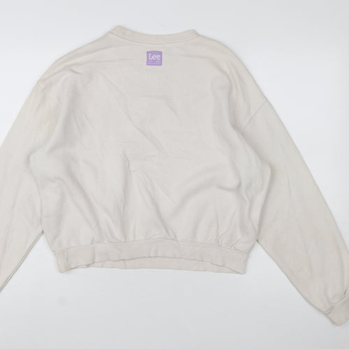 Lee x H&M Women Beige Cotton Blend Pullover Sweatshirt M