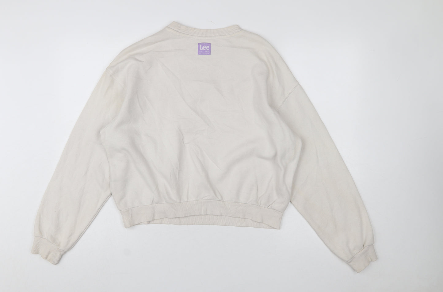 Lee x H&M Women Beige Cotton Blend Pullover Sweatshirt M