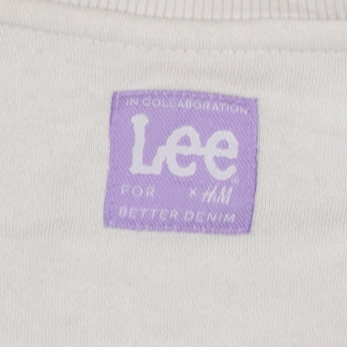 Lee x H&M Women Beige Cotton Blend Pullover Sweatshirt M