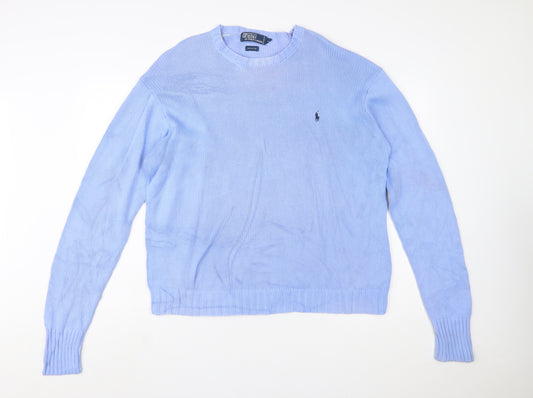 Ralph Lauren Men's Blue Cotton Crew Neck Jumper L