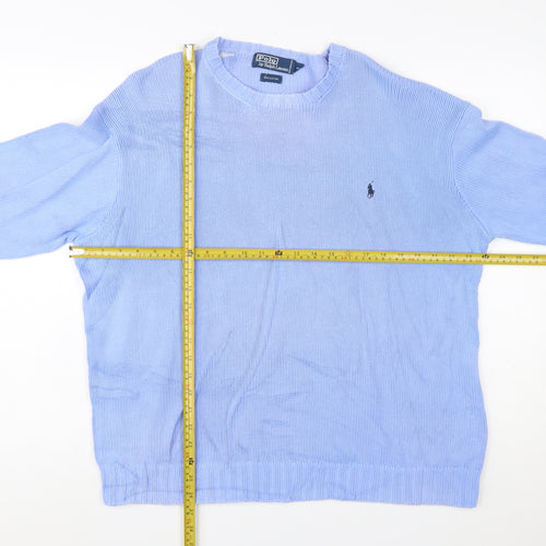 Ralph Lauren Men's Blue Cotton Crew Neck Jumper L