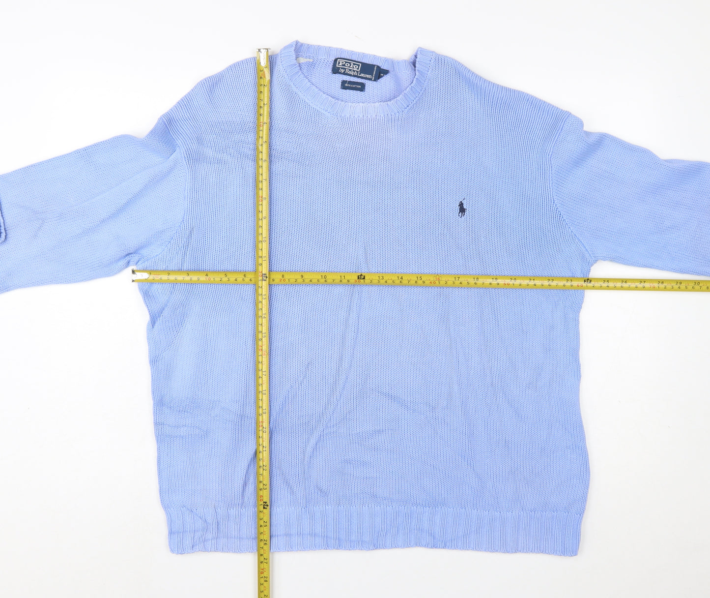 Ralph Lauren Men's Blue Cotton Crew Neck Jumper L
