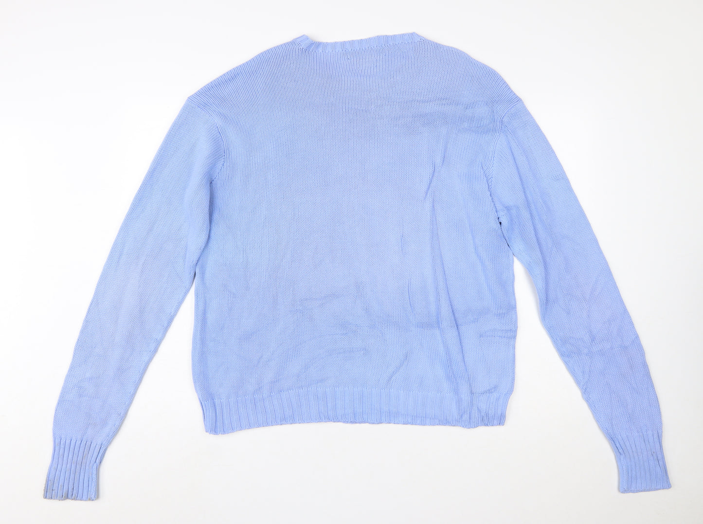 Ralph Lauren Men's Blue Cotton Crew Neck Jumper L