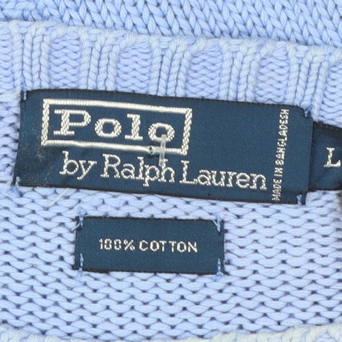 Ralph Lauren Men's Blue Cotton Crew Neck Jumper L