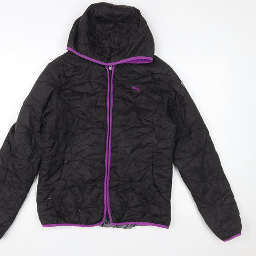 Puma Womens Black Size 12 Hooded Puffer Jacket