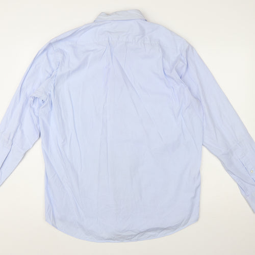 Hugo Boss Men's Blue Regular Fit Cotton Long Sleeve Button-Up Shirt Size 17