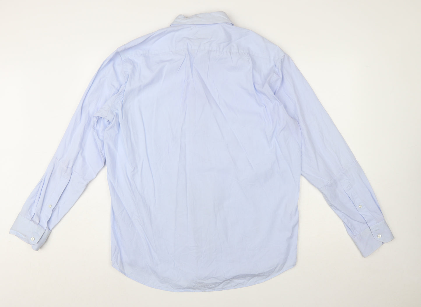 Hugo Boss Men's Blue Regular Fit Cotton Long Sleeve Button-Up Shirt Size 17