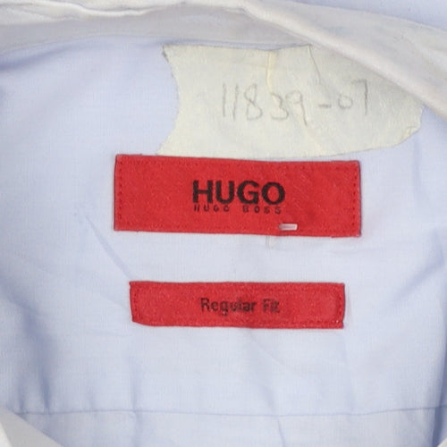 Hugo Boss Men's Blue Regular Fit Cotton Long Sleeve Button-Up Shirt Size 17