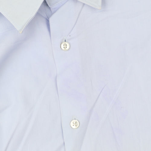 Hugo Boss Men's Blue Regular Fit Cotton Long Sleeve Button-Up Shirt Size 17