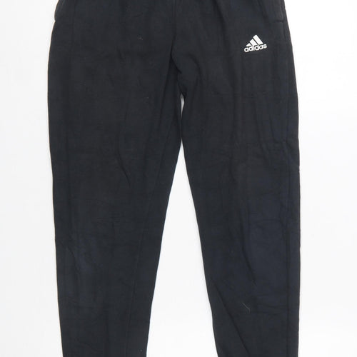 adidas Boys Black Jogger Trousers 13-14 Years Elastic Waist Fleece Pants