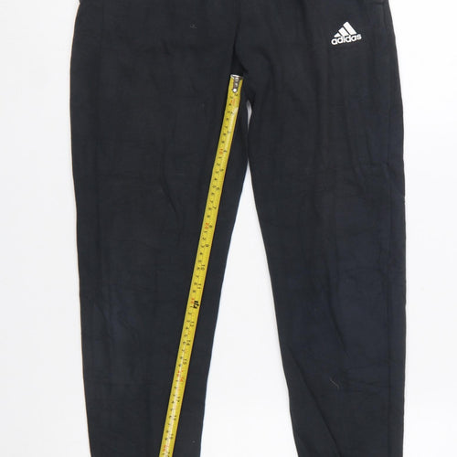 adidas Boys Black Jogger Trousers 13-14 Years Elastic Waist Fleece Pants